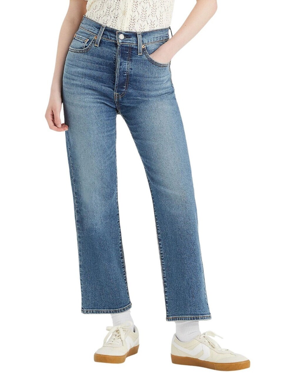 LEVI'S Ribcage Straight Ankle Jeans Size 26x27 Straight Leg 99% Cotton Classic